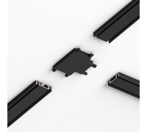 Четырёхсторонний соединитель для накладного шинопровода Flat Magnetic (чёрный) 85003/00